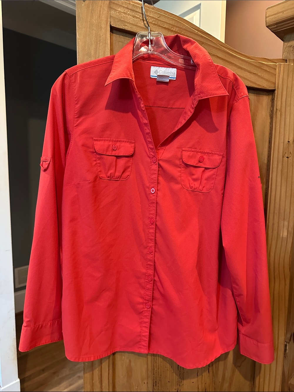 Columbia Red Long-Sleeve Button Front Shirt